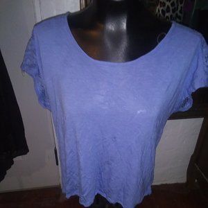 sz l blue t-shirt with lace back